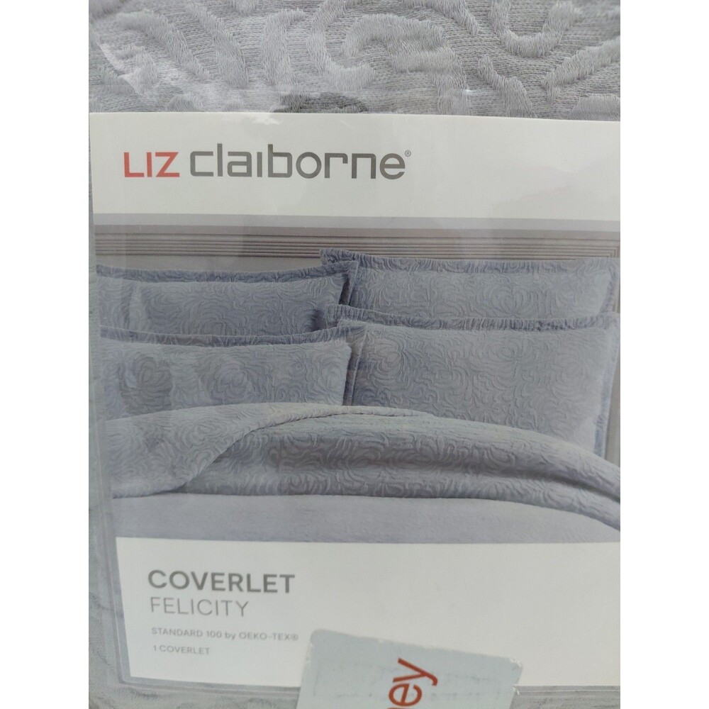 Liz Claiborne Felicity Cotton Weathered Gray - KING Coverlet 108”x94”- NEW